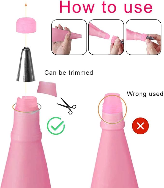 Silicone Icing Piping Bag,Reusable Cream Pastry Bag and 14× Stainless Steel Nozzle Set DIY Cake Decorating Tool(14×Nozzle, 2×Icing Cream Pastry Bag and 2 X Converter and 3×Scraper) [Energy Class A+]