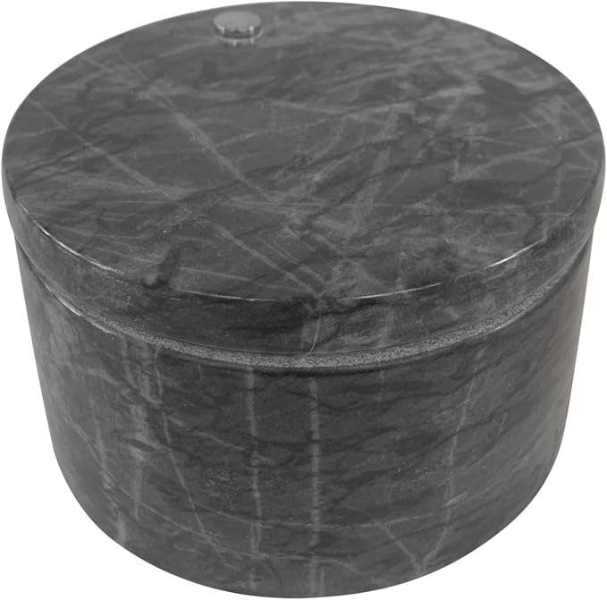 Fox Run Black Marble Double Salt Cellar Black 4” x 4” x 2.5” | Store Herbs, Spices Jewlery & More | Beautiful Black Marble Salt Holder With Lid | Two Compartments For Easy Storage - Image 3