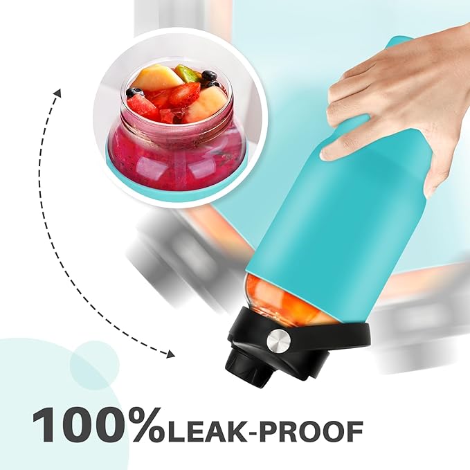PROBTTL Glass Water Bottles, 1 Liter Glass Tumbler, Borosilicate Water Bottle with Straw, Silicone Sleeve, 2 Lids - Handle Spout & Bamboo Straw Lid, Fits Car Cup Holder (Aqua, 40 Ounces)
