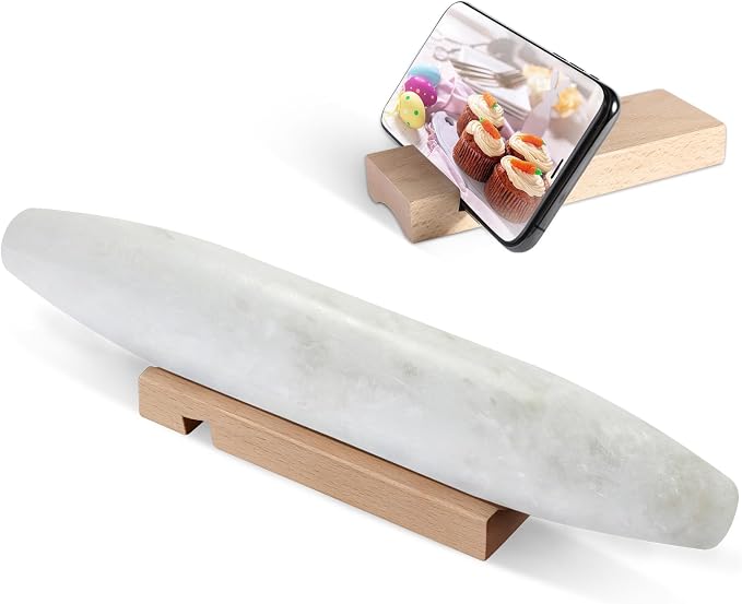 African Natural Marble French Rolling Pin, 12inch Non-Stick Rolling Pin for Baking, Dough Roller for Pasta, Dumpling, Fondant, Pie, Bread, Pizza, Kitchen Baking Tools(Namib Fantasy) by Koville