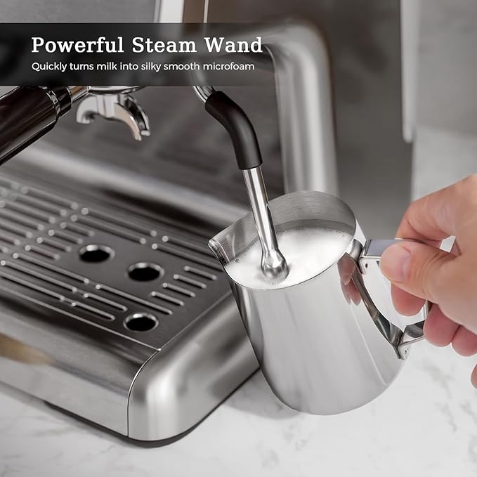 Kismile 15 Bar Espresso Machine with Built-in Grinder and Milk Frother, Automatic Coffee Maker for Home Latte & Cappuccino