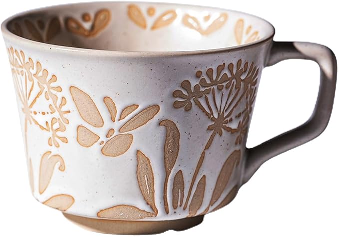 Handmade Ceramic Vintage Coffee Cup, 12oz Porcelain Mug 1 pc, Novelty Coffee Mugs Stoneware, Dishwasher & Microwave Safe, Cup for Coffee, Tea, Hot Chocolate, Housewarming Gifts for Women Men by Unknown