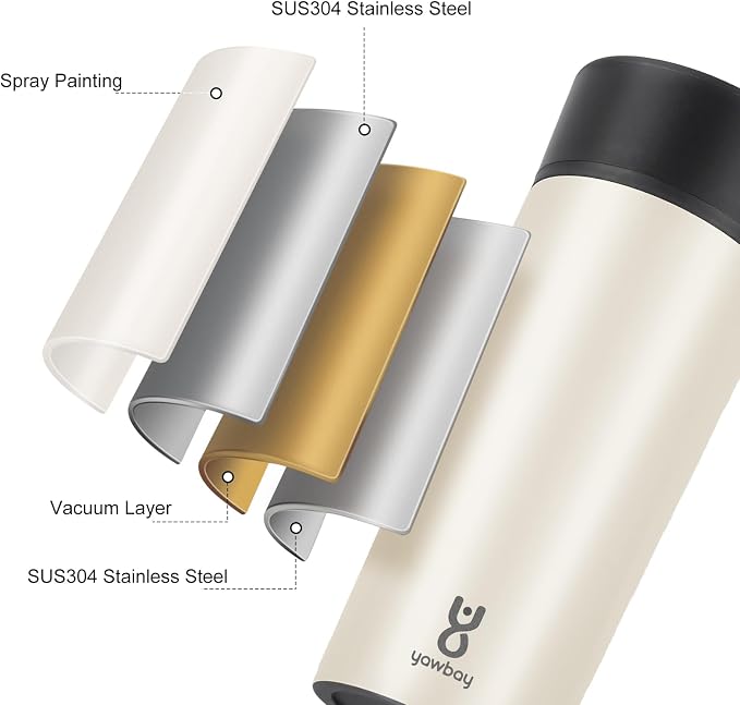Travel Coffee Mug with 360°Lid, Travel Coffee Tumbler 12 oz Leak Proof, Stainless Steel Insulated Travel Mugs for Hot and Cold Spill Proof Leak Proof(Beige) - Image 4