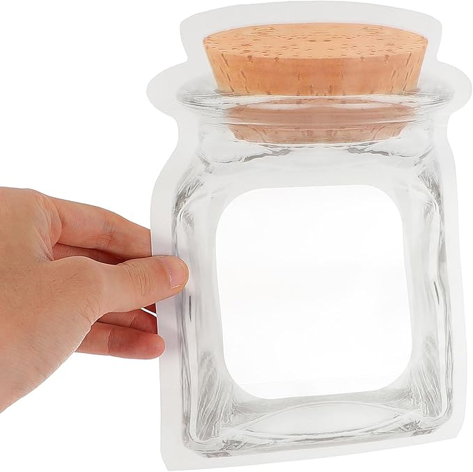 NOLITOY 100pcs Self-sealing Cookie Bags with Mason Jar Pattern, 14x20+3.5cm Bottle Wrapping Dessert Storage Bags for Snacks and Candy Packaging - Image 4
