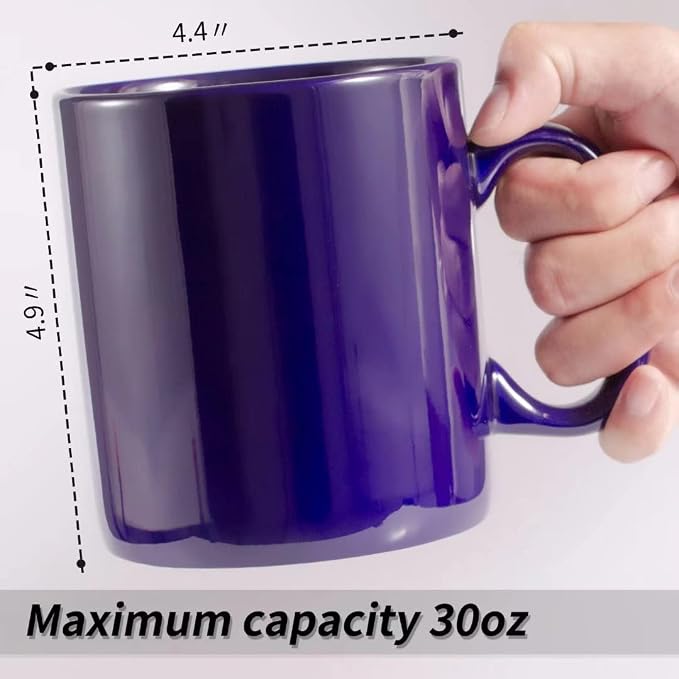 BYCNZB 30oz Super Large Ceramic Coffee Mugs Large Handles Set of 2 (Cobalto) - Image 3