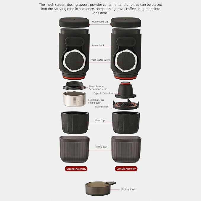 Kadimendium Portable Coffee Maker High Efficiency Manual Hand Press Coffee Machine for Travel Outdoor Home 304 Stainless Steel 1 Unit - Image 5