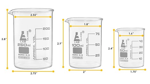 EISCO Laboratory Glassware Set, 9pcs - Includes Beaker Set (3pcs), Erlenmeyer Flask Set (3pcs), ASTM Class A Graduated Cylinder Set (3pc) - Chemistry Glassware - Made of Borosilicate 3.3 Glass - Image 3