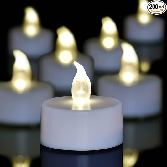 200 Pack LED Tea Lights Bulk, 200+ Hours Long Lasting Battery Operated Flameless Candles for Wedding Centerpieces, Proposal Decorations, Valentine's Day & Event Decor (Warm White) by Candlium