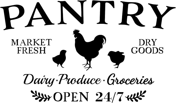 SUPERDANT Pantry Room Wall Stickers Dry Goods Market Fresh Wall Decor Open 24/7 Glass Door Sticker Vinyl Art Decal Food Pantry Produce Sign for Farmhouse Food Storage Room Produce Dry Goods Grocery by SUPERDANT