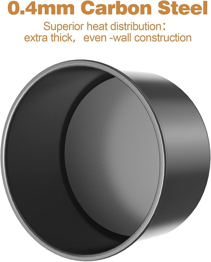 CHEFMADE Round Cake Pan, 6-Inch Chiffon Pan with Removable Loose Bottom | Non-stick carbon steel round baking pan, oven & Instant Pot. Ideal for chiffon, angel food, and sponge cakes (Black) - Image 4