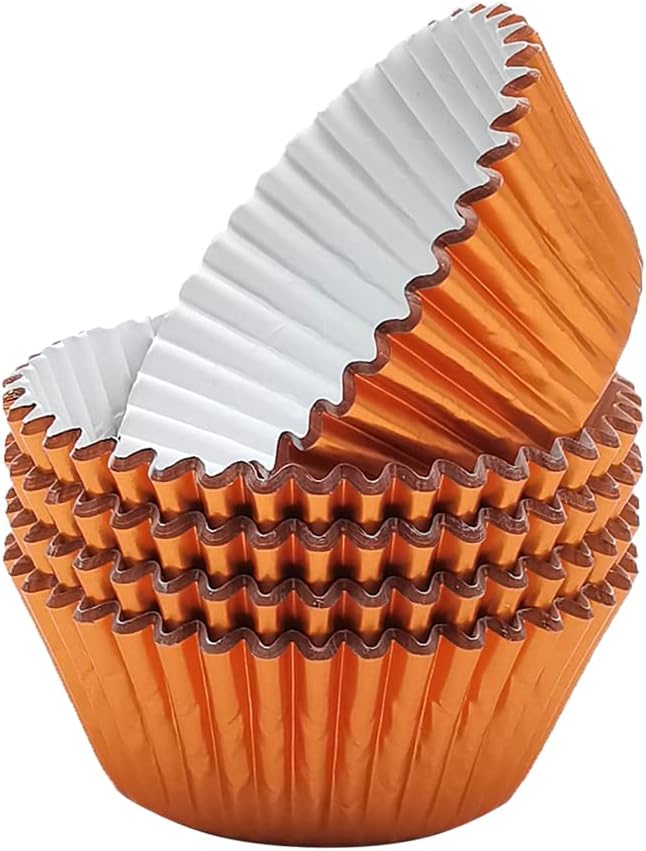Standard Orange Foil Cupcake Liners Muffin Baking Cups for Party and More, 100-Count - Image 3