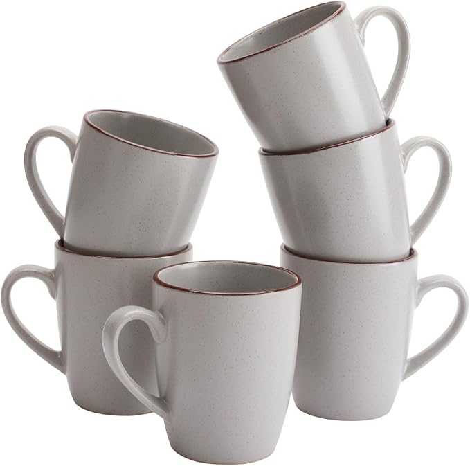 famiware Venus Coffee Mugs for 6, 13 oz Mug Set, Dringking Cup with Handle for Coffee, Tea, Cocoa, Milk, Ligth Gray by Famiware