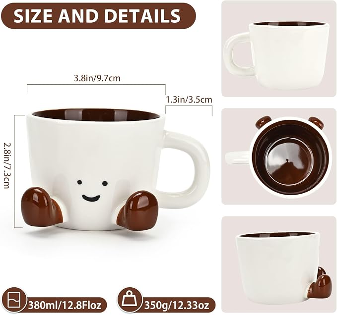 Coffee Mugs,Cute funny Mug For Women, 12.8oz/380ml Unique Ceramic Coffee Tea Cups, Office Mug Gift (chocolate) - Image 3