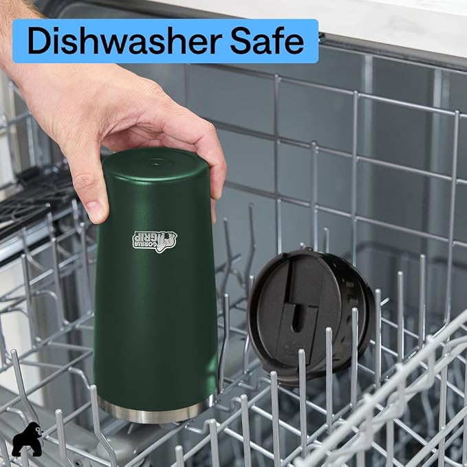 GORILLA GRIP 304 Stainless Steel Double Insulated Travel Coffee Mug, Leakproof Lid with Smooth Sip Top, Prevent Spills, Dent Resistant Reusable Tumbler Cup, Thermal Mugs for Drinks, 20oz, Hunter Green - Image 7