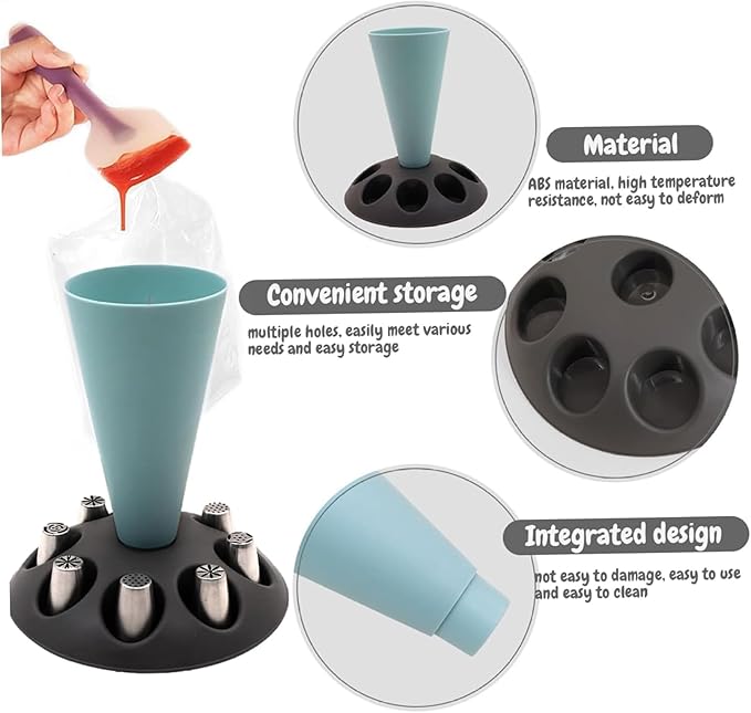 Piping Bag Stand, Piping Bag Holder, Pastry Bag Holder, Piping Tip Organizer With 8 Holder Slots, Piping Bag Holder Stand For Filling, Plastic Pastry Bag Stand, Cake Decorating Kit, Baking Accessories