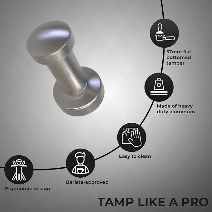 Rattleware Premium Aluminum Espresso Tamper (57 mm) - Ideal for Baristas & Coffee Lovers - Sleek Material & Design - Ultimate Tamping Precision & Consistency