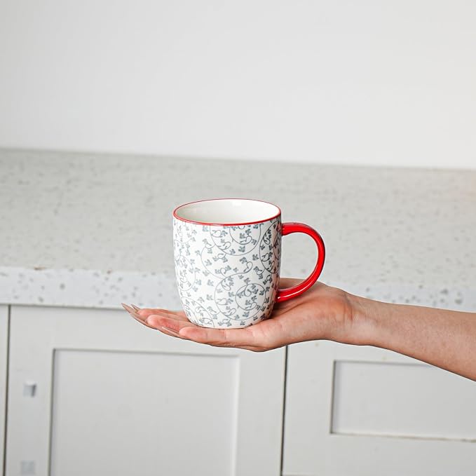 Ceramic Coffee Mugs Set - 10 Oz Large Porcelain Tea Cups with Handle for Milk Cappuccino Latte Tea Cocoa - Microwave Dishwasher Safe - Christmas Housewarming Gift -Set of 6 - Assorted Colors - Image 2