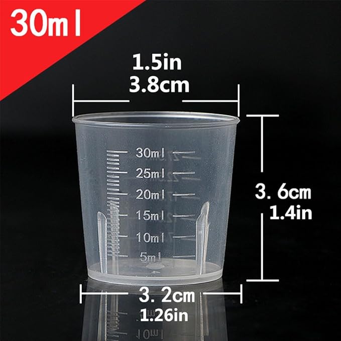 10 Pcs 1 oz (30 ml) PP Plastic Measuring Cups, Small Liquid Graduated Beakers for Kitchen Baking, Cooking, Epoxy Resin, Labs & Medicine