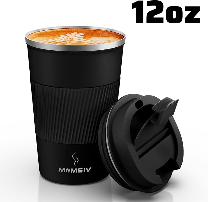 MOMSIV 12oz Travel Coffee Mug, Insulated Coffee Cup with Leakproof Lid | 6-Hour Heat Retention, 360°Leak proof, Vacuum Stainless Steel Double Walled, BPA-free, Reusable And To Go Coffee Mug - Image 8