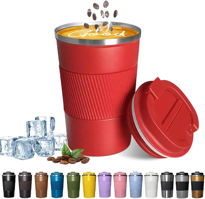 Insulated Travel Coffee Mug, Stainless Steel Coffee Cup with Leakproof Lid | Double-wall insulation keeps drinks hot or cold for hours, with a leakproof lid and portable stainless steel design by YINBAOGE