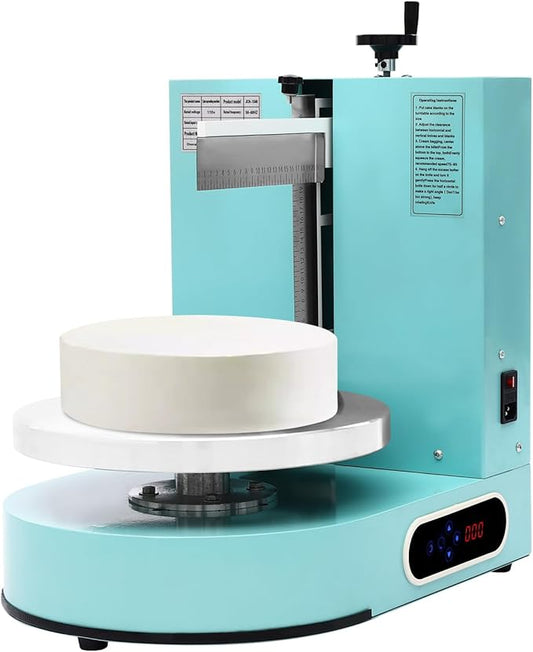 Cake Icing Machine 200W Auto Cream Spreading Machine w/LED Display, Horizontal & Vertical Spatula Adjust, Professional Cake Decorating Machine Frosting Turntable for 4-12 Inch Cakes (Green)
