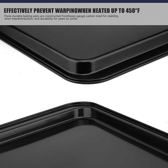 14.5” x 10” Carbon Steel Sheet Pan for Baking or Roasting, Cookie Sheets for Oven, Cookie Pastry Baking Tray, Nonstick Bakeware Pans with Grips - Image 9