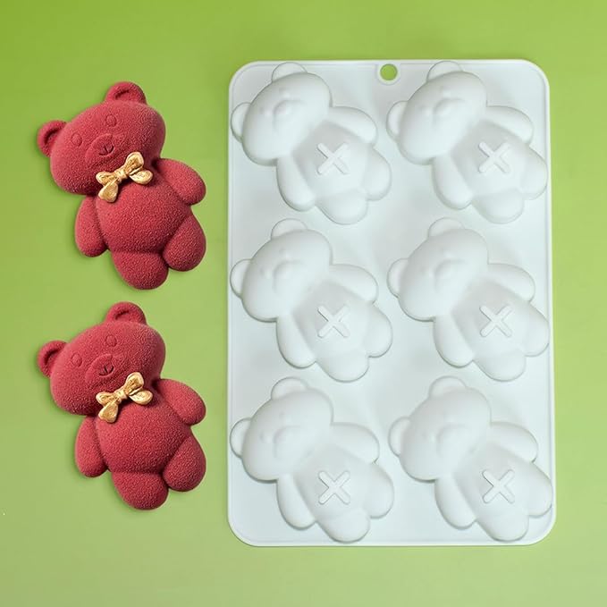 mostsom 3D Bear Shape Silicone Molds for Baking Mousse Cake, Fondant Mold, French Dessert, Pastry Chocolate Mould, Soap, and Ice Cream, Baking Mold for Cakes (B_ Bear)