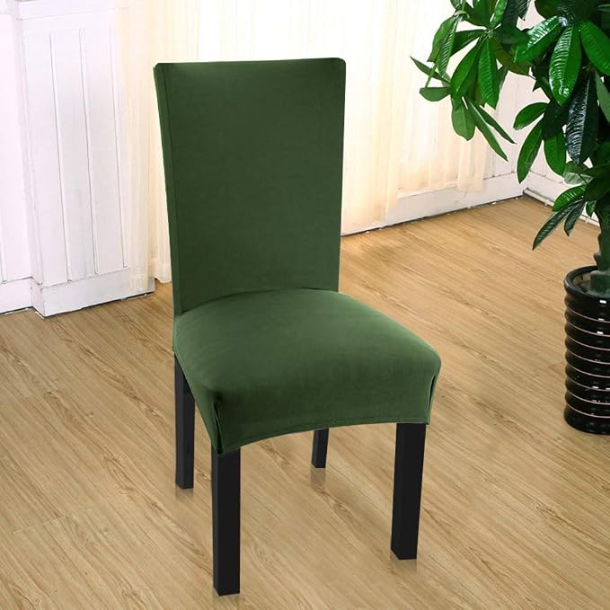 Fuloon 6 Pack Super Fit Stretch Removable Washable Short Dining Chair Protector Cover Seat Slipcover for Hotel, Dining Room, Ceremony, Banquet Wedding Party | Solid Dark Green, Set of 6, Super Fit, Stretch, Removable, Washable, Suits for Hotel, Dining ... - Image 6