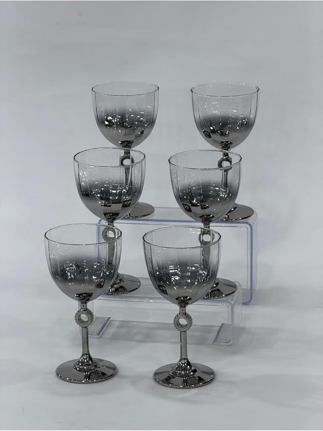 Decorative Glass Tumbler Set of 6 - 9.5 fl oz Capacity with Silver Accents - refined Crystal Look Drinkware for Water, Juice, and Beverages - appropriate for Parties and Daily Use - quality Glassware - Image 4