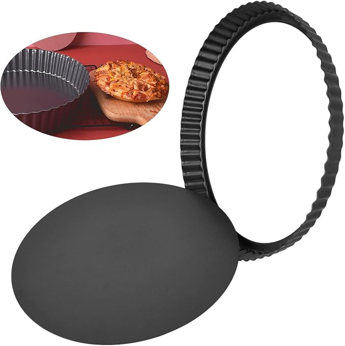 Tart Pan with Removable Bottom Nonstick Carbon Steel Deep Quiche Dish for Baking Pies Cakes ([Thickened] 11-inch live bottom pie plate) - Image 4