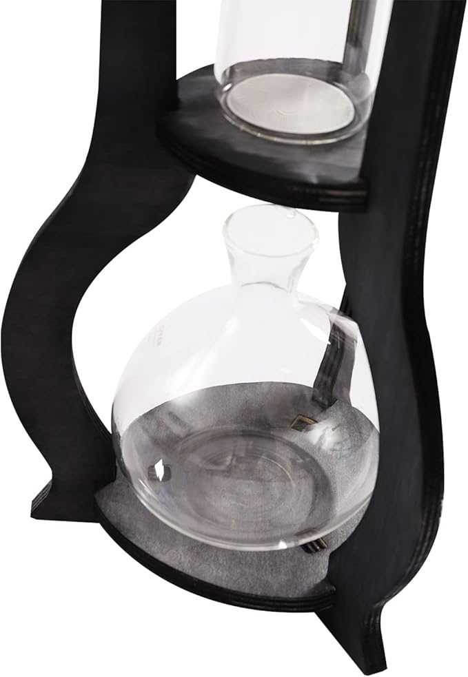 Grey Ice Cold Drip Tower, 6-8 Cups 600ml Wooden Cold Brew Drip Tower -20~300℃ Temperature Range With Slow Drip TechnologyIBamboo Straight Frame for Home Office Drip Coffee Maker