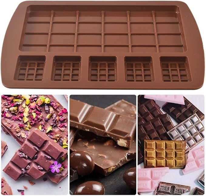 Newk Silicone Break Apart Chocolate Molds, Candy and Energy Bar Silicone Molds, Pack of 6