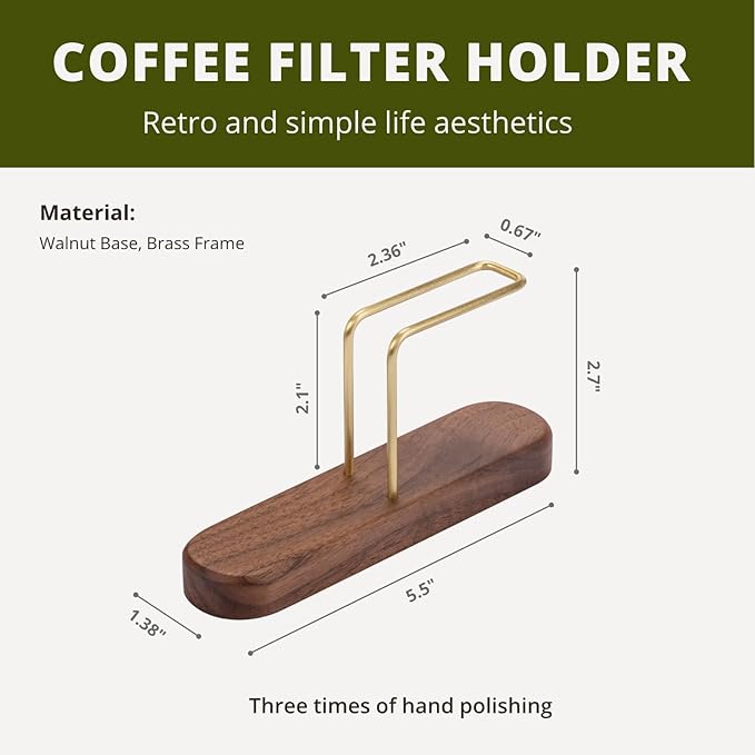 Coffee Filter Holder, Cone Coffee Filter Holder Storage, Coffee Filter Stand for V60 Coffee Filters Size #01 and #02 (Walnut)