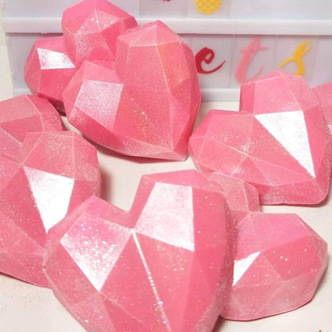 8 Grid Diamond Heart Silicone Cake Chocolate Mold Silicone Baking Pan Mold for DIY Cake Mousse Dessert 3D Diamond Love Heart Shaped Mould for Candy Fondant Ice Cream Soap Cupcake Cheesecake Jelly - Image 2