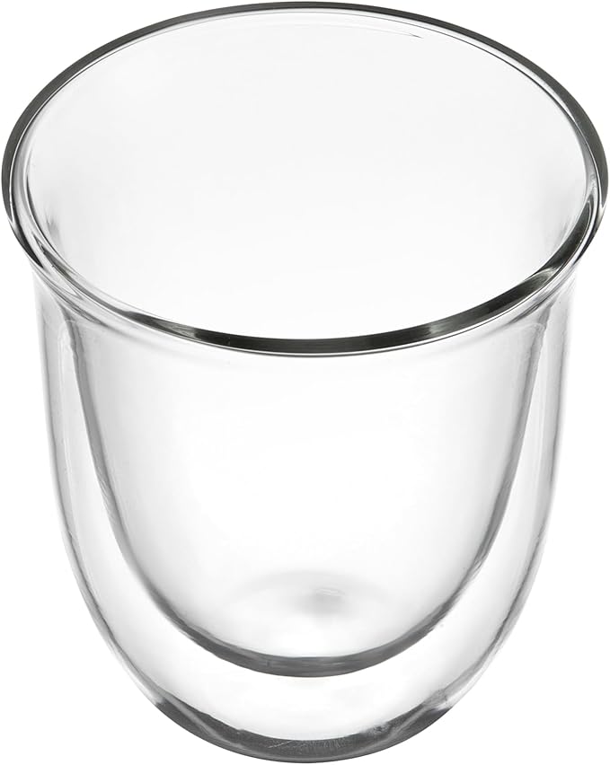 Restaurantware-Forma Professional 6.8 Ounce Double Wall Coffee Cups, 2 Insulated Latte Glasses - Dishwashable, Reusable, Clear Glass Beverage Cups, Freezable, For Hot Or Cold Beverages