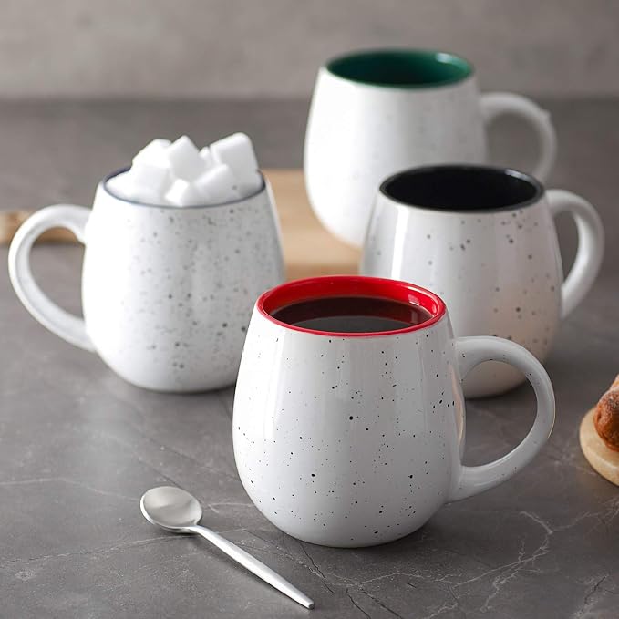 LIFVER 20 Ounces Coffee Mugs Set of 4, Large Ceramic Coffee Mugs with Handles for Coffee Tea Hot Cocoa, Espresso Cups Gifts for him her, Jumbo Soup Mugs Set of 4 - Image 7