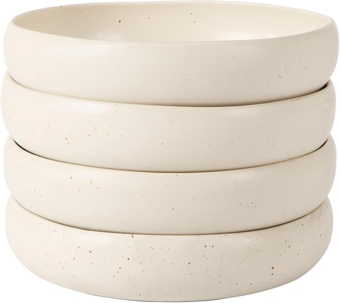Bloomhouse - Two Time Oprah's Favorite Things Winner - Corsica Clay 4-Piece Meal and Pasta Bowl Set – Sea Salt White Stoneware for Dinner, Serving & Everyday Use - Image 6