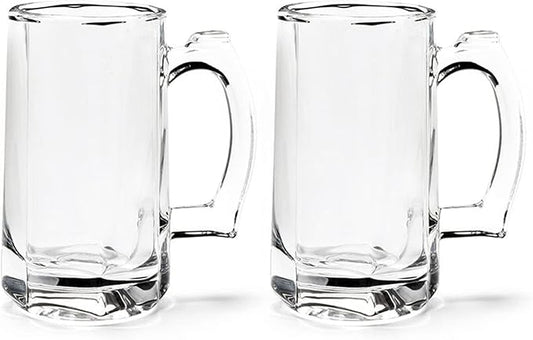 Heavy Beer Mugs Set, 12.5oz Glass Mugs With Handle, Beer Glasses For Freezer, 370ml Beer Drinking Glasses, Traditional Stein For Bar, Alcohol, Beverages,Coffee, Teas, Set of 2