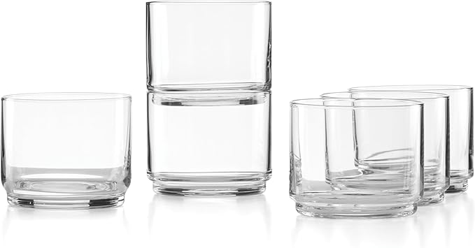 Lenox Tuscany Classics Stackable Highball Glasses, Set of 6 | dishwasher safe | 2.5 inch height | stackable design | 9oz, gift for women, drinking glasses cups, glassware by Lenox