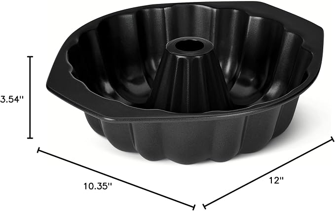 Amazon Basics Nonstick Carbon Steel Fluted Cake Pan, Dishwasher and Oven-Safe, 10 inch, Black - Image 8