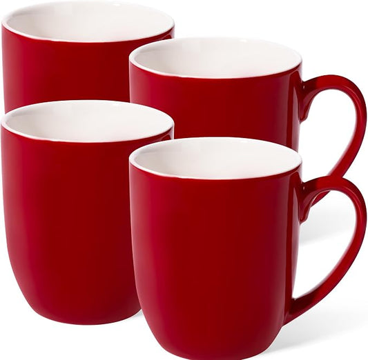 Urbanstrive 16 oz Large Coffee Mugs Set of 4 Ceramic Coffee Mug White Coffee Cups Tea Cups Idea Gift for Women Men House Warming Gifts New Home Office, Red 4 Pack by Urbanstrive