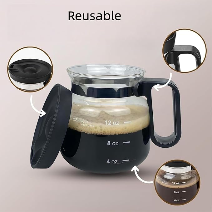 16oz coffee pot mug, coffee pot coffee mug, with spill-proof lid and heat-resistant glass, an ideal gift for coffee lovers
