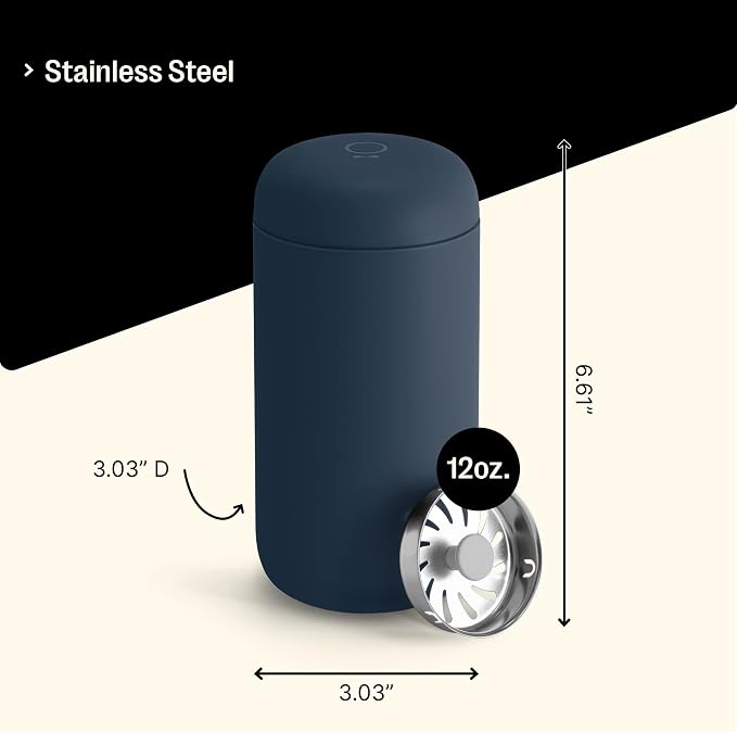 Fellow Carter Move Ceramic Lined Travel Coffee Mug 12 oz Stainless Steel | No Metallic Taste Coffee Tumbler, Leak-Proof Lid, Dishwasher Safe, Hot 12Hr Cold 24Hr, BPA-Free, Fits Cup Holders, Stone Blue - Image 5