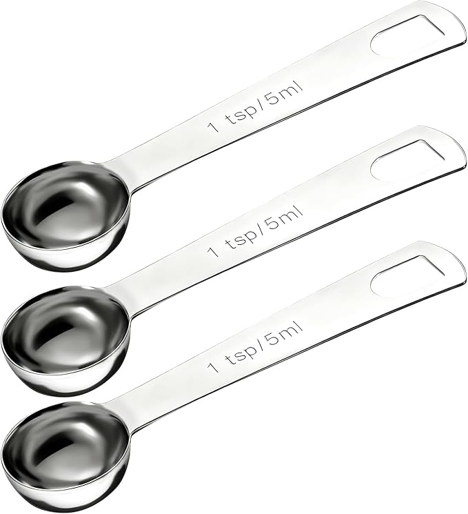 3 PCS Teaspoon Measuring Spoons, 5 Ml Teaspoons Measuring Spoon, Stainless Steel 1 Teaspoon Scoop, 1/3 Tablespoon, Short Handle Measuring Spoon for Precise Cooking, Baking and Spices Measurement