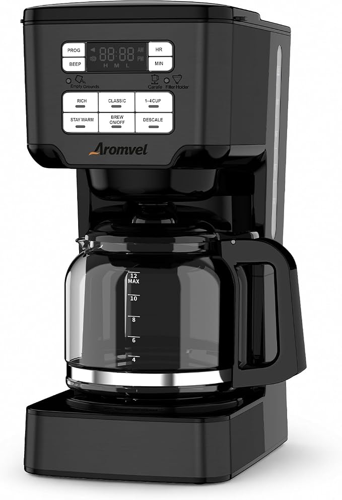 Programmable Coffee Maker, 24-Hour Delay Brew, 12-Cup Drip Brewer | 12-Cup Drip Brewer with Glass Carafe & Adjustable Strength (1-4 Cup/Classic/Rich), 4-Hour Keep Warm Function - Home & Office by Unknown