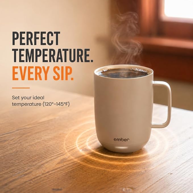 Ember Temperature Control Smart Mug 2, 14 Oz, App-Controlled Heated Coffee Mug with 80 Min Battery Life and Improved Design, Sandstone - Image 2