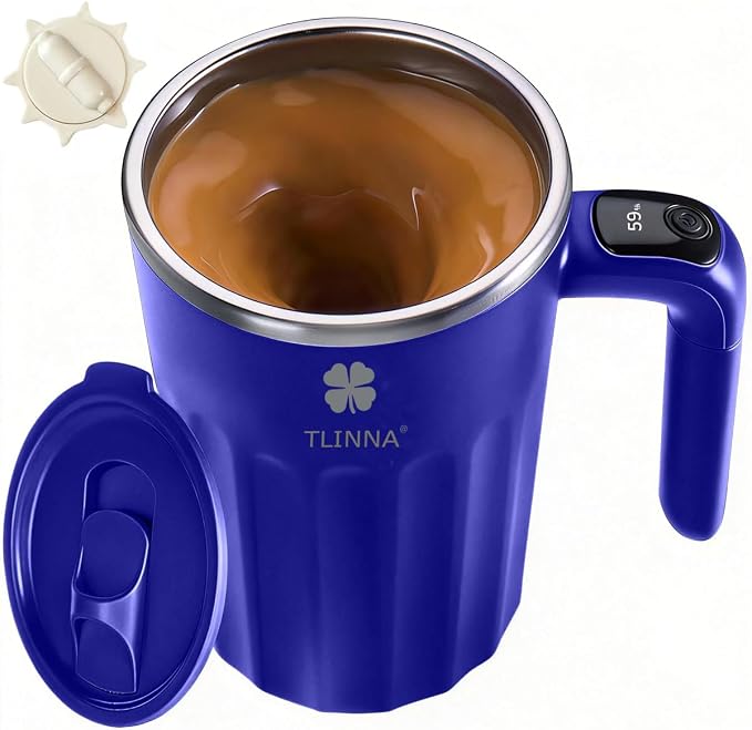 Self Stirring Mug,Self Stirring Coffee Mug,Suitable for Coffee, Milk, Cocoa and Other Beverages,Insulated bottle (Blue, 12 Ounces) by TLINNA