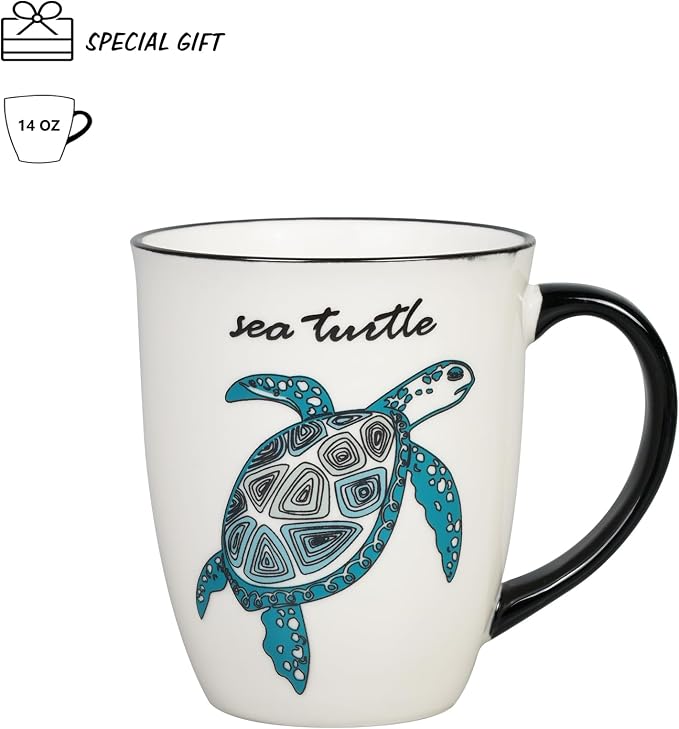 Sea Turtle Heat Changing Coffee Mug - Color Changing Mug - Ceramic Coffee Mug for Men Women Black and White - Image 2
