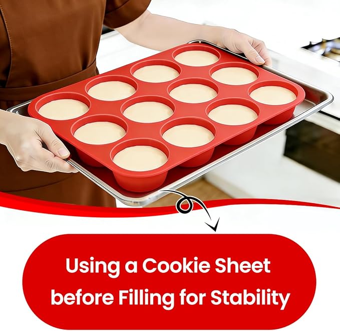 CAKETIME Silicone Muffin Pan 3 Pack Regular 12 Cup Muffin Tin for Baking Banana Muffins Cupcakes Egg Muffins - Image 2