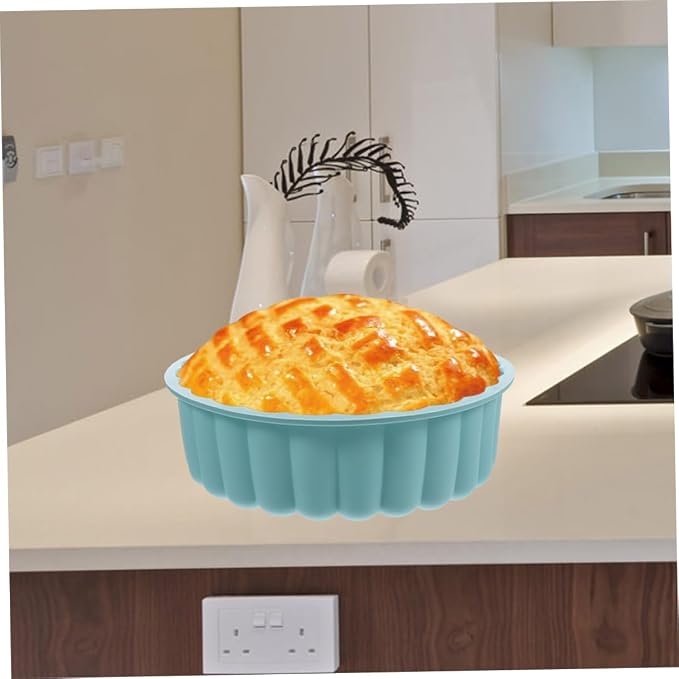 SECFOU 2pcs Round Silicone Cake Pan Non-stick Flower Shaped Molds for Cheesecake Brownies Tarts and Pies Food-grade High-temperature Resistant up to Pink and Lake Blue - Image 5